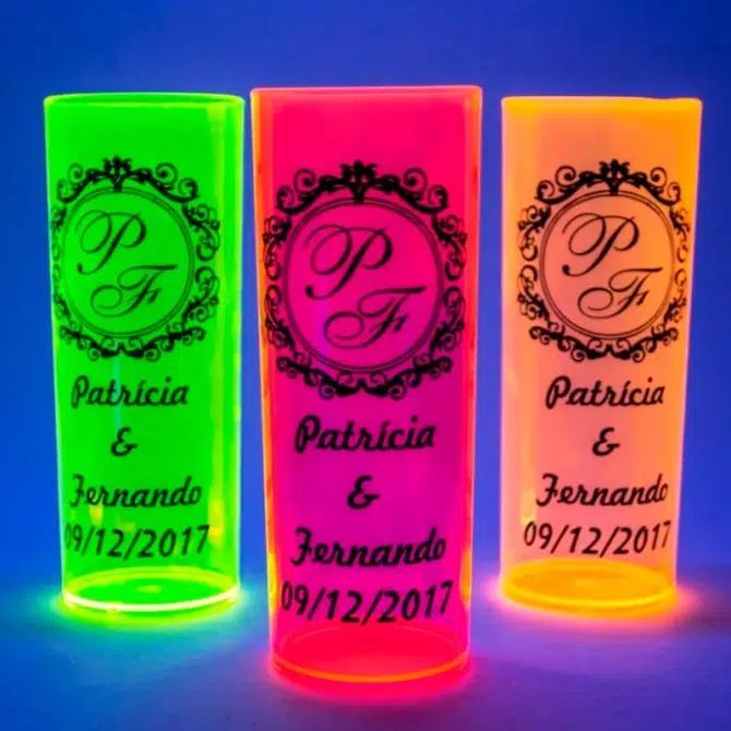 Copo neon personalizado brinde