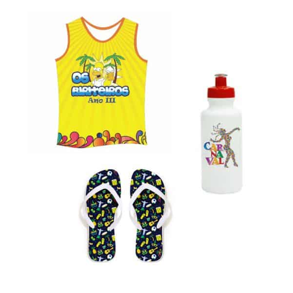 Kit Carnaval, Abada Chinelo e Squeeze | Samurai Brindes