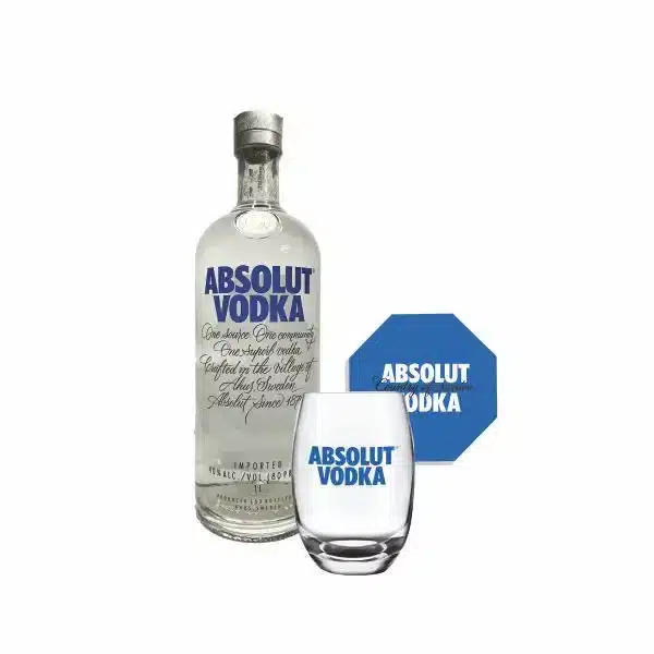 Kit Vodka com Absolut 200ML, Copo e Porta-Copo